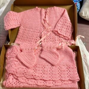 Handmade Pink Crochet Baby Set